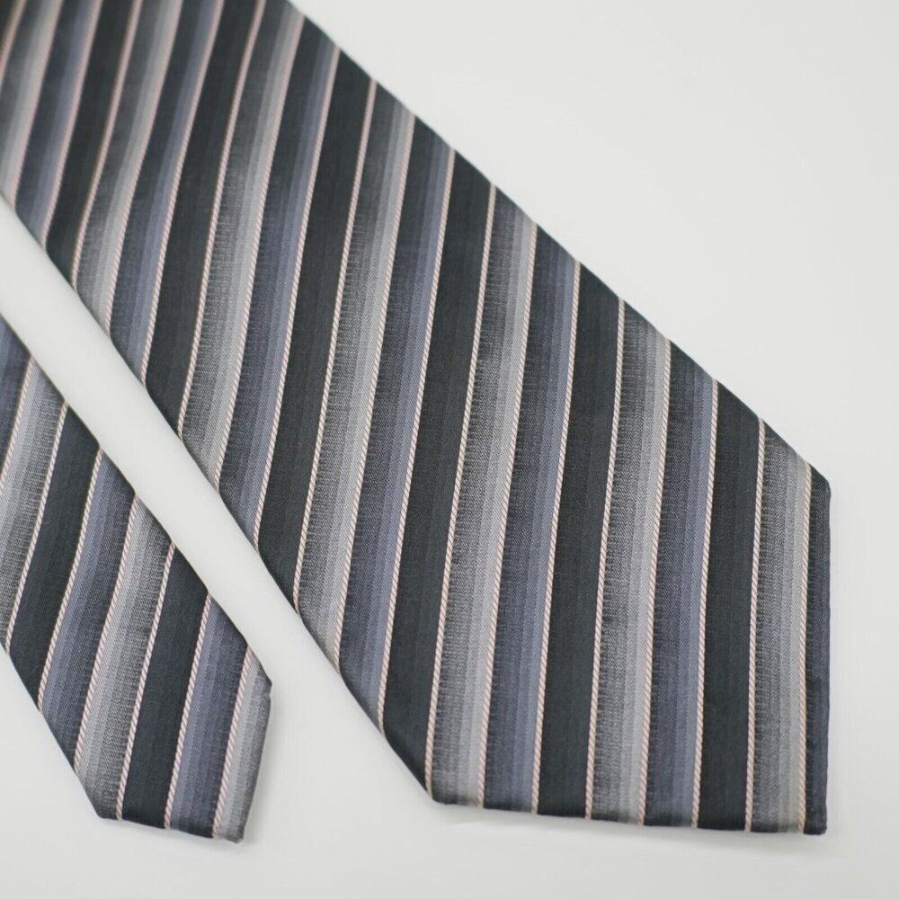 Van Heusen Gray‎ Pink Woven Striped Wide Silk Tie